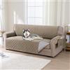 BellaHills 100% Impermeabile Copridivano Grande 3 Posti con Tasche Portaoggetti, Copri Divano Antiscivolo Antimacchia, Telo Copridivano Con Braccioli, Seduta 198cm, Taupe