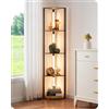 EDISHINE Lampada da Terra con Ripiani, LED dimmerabile, Effetto Noce