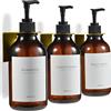 MaisoNovo Dispenser Per Shampoo E Balsamo - Dispenser Per Sapone Da Doccia Con Montaggio A Parete - Set Di 3 Flaconi In Plastica Color Ambra Oro Da 500 ml Con Pompa Nera - 3 Scomparti, Senza Foratura