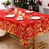 Alishomtll Tovaglia natalizia rossa con fiocco di neve gradiente foglie, tovaglia rettangolare, impermeabile, lavabile, per feste invernali, decorazione per feste, 130 x 220 cm