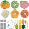 Allazone Allzone Punch Needle Ricamo Starter Kit, 6 Pz Kit Coasters da Ricamo con Ago, Kit Completo per Ricamo Semplice Casual Adulti Principianti, Uovo, Motivo Floreale(Sottobicchieri 6PCS)