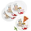 MamboCat Alberto - Set di 4 piatti per pizza, Ø 30,5 cm, per 4 persone, grandi piatti per pizza con fumetti in porcellana, piatto da portata XL