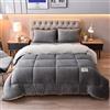 AIMENJOY Trapunta Invernale, antiallergica e Calda Piumino Reversibile Coperta, Imbottitura in Cotone Pieno, Coperta Pesante per Letto Matrimoniale in Inverno (Light Grey,200x230cm - 5KG)