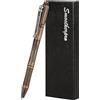 SMOOTHERPRO Penna a Sfera in Ottone Compatibile con Ricariche Pilot G2 | Penna Bolt Action, Clip in Acciaio Inossidabile, Pesante, per Tremori, Artrite, Parkinson, Ufficio, Scuola - Nero Retrò