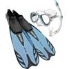 SEAC SET TRIS Snorkeling, Pinne Ala, Maschera Elba, Snorkel Tribe adatto allo snorkeling e all'immersione ricreativa per adulti e bambini, Unisex, 34/35