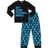ThePyjamaFactory Pigiama lungo in cotone per bambini con scritta Eat Sleep, colore blu unisex, Nero , 9-10 Anni