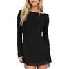 EMOTTOS Mini Abito Senza Schienale da Donna, Vestito Scoperta da Cocktail a Rete con Spalline Regolabili, Vestito Trasparente con Scollo Rotondo da Club per Feste di Compleanno, Nero, M