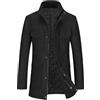 Allthemen Giacca Invernale Calda da Uomo Giacca Casual Con Colletto Alla Coreana Cappotto Con Cerniera di Media Lunghezza Nero 3XL
