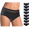 Cotonella 8 Slip Donna L'Altra Midi in Cotone Bielastico,Aet. GD168 Nero 2/S