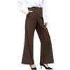 Desol Pantaloni larghi in tessuto da donna, eleganti, da yoga, da donna, a gamba larga, con tasche, a vita alta, palazzo, da donna, taglio, marrone, XL