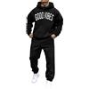 shownicer Tuta Uomo Sportive Completa Invernale Felpa con Cappuccio E Pantaloni Training Fitness Basket 2 Pezzi Tuta da Ginnastica Tuta da Jogging A Nero S