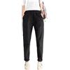 Cuteighteen Pantaloni a gamba dritta in velluto a coste da donna elasticizzati a vita alta, comodi pantaloni casual da lavoro con tasche, nero, XL