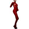 inhzoy Lingerie Donna Babydoll Fishnet Bodystocking a Rete Trasparente Collant Maniche Lunghe Body da Donna Mini Abito da Notte Pigiama Underwear Sleepwear Nightwear Rosso Taglia unica