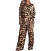 lozssnigzi Pigiama Donna Lungo Leopardato Pigiami Raso Leggero Pigiami Due Pezzi Autunnale Caldo Set Pigiama Comodo Pigiama Donna Manica Lunga Pigiama con Bottoni
