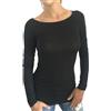 KONTATTO - Maglia Donna Scollo Barca Taglia Unica- M1400 Scollatura Shiffer, Maglia Donna Tutte Le Stagioni, Made in Italy, Maglia Manica Lunga Sottogiacca (Unica, Nero)