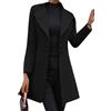 YMING Collare Slim Fit Cappotto di lana di colore solido Caldo Cappotto invernale Lunghezza del ginocchio Cappotto Casual Nero S