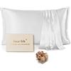 Since Silk Federa 100% seta naturale di gelso, 1 pezzo, 22 momme di seta su entrambi i lati con confezione, benefici per capelli e pelle con cerniera nascosta (50 x 75 cm, crema)