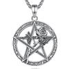 EUDORA Harmony Ball Collana con Pentagramma Alchemico con Rosa Nera per Uomo Donna, Argento Sterling S925 Amuleto Ciondolo energetico Stella Guardiana Pentacolo Strega Regalo Gioielli, 22