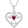 FJ Collana Cuore Angelo Custode Argento 925 Collana con Ciondolo Ala d'Angelo Collana Luglio Pietra Portafortuna Rubino Gioielli Regalo per Donna