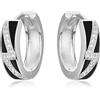TANGPOET Orecchini da uomo in argento 925 nero, con fulmini, da uomo, a cerchio, piccoli orecchini, regalo per donne, ragazzi, ragazze, Argento sterling, Zirconia cubica