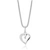 Miore Collana Cuore Donna con Zirconi in Argento Sterling 925, Ciondolo Cuore con Catena dal design moderno, anallergico. Ciondolo con Catenina Coda di Topo Lunga Cm 45