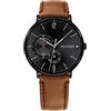 Tommy Hilfiger Orologio analogico multifunzione al quarzo da uomo con cinturino in pelle Marrone - 1791510