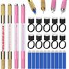 ATOMUS Kit di 4 penne per microblading, per tatuaggi, sopracciglia, 10 microlame 18U, 10 supporti per pigmenti con spugna