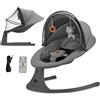 kk Kinderkraft Kinderkraft LUMI 2 Sdraietta, Altalena elettrica, Dalla nascita fino a 9 mesi, Altezza regolabile, 5 modalità di altalena, 12 melodie, Arco con giocattoli, Grigio scuro