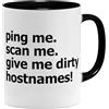 OM3® Ping Me Scan Me - Tazza da caffè con scritta IT Nerd, per programmatori informatici, amministratori, programmatori, tazza in ceramica, 325 ml, stampata su entrambi i lati, colore: nero