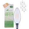 greenandco 10 lampadine a filamento LED | smerigliate | E14 C35 | 2,2 W 470 lm | sostituisce 40 W | 2700 K bianco caldo | 320° | 230 V | senza sfarfallio | Classe energetica A | non dimmerabile