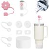 Bull Tiger Prestige Set di 9 accessori per Stanley Cup con 1 custodia in silicone bianco, 2 copertura per cannuccia da 9 a 10 mm, 6 tappi in silicone a prova di perdite per Stanley Quencher 2.0 30oz e 40oz(tazze non