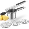 WILLIZTER Schiacciapatate in acciaio inox schiacciapatate purè di patate con 3 dischi intercambiabili taglierina purea pressatura verdura frutta schiacciatrice gadget da cucina