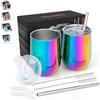 TELANKS 2 Pezzi Termos Caffè, 350 ml Tazza Termica da Viaggio in Acciaio Inox, Borraccia Termica Double Insulated Termica, Riutilizzabile Bottiglia Termica con Cannuccia Acciaio, BPA Free, Colorato