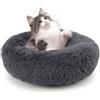 LATRAT 1 lettino morbido per animali domestici, rotondo, lavabile, per cani o gatti, per gatti e cani di piccola taglia, grigio scuro, 40 x 40 cm