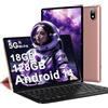 DMOAO Tablet 10 Pollici Android 14 con 18 GB RAM + 128 GB ROM(TF 1TB), FHD Tablet con 5G Wi-Fi 6, Widevine L1, Octa-Core, USB-C, BT 5.0, 6000 mAh, Tastiera + Mouse + Custodia, Oro Rosa