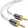 deleyCON 3,0m Cavo Jack 3,5mm AUX Cavo Audio Stereo Spinotto Jack Dritto per PC Laptop Cellulare Smartphone Tablet Auto Ricevitore HiFi - Bianco