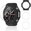 Aerku Custodia per Amazfit T-Rex 3, Con 2 Pezzi 9H HD Anti Graffi Vetro Temperato Pellicola Protettiva, Custodia Protettiva Telaio Morbido Silicone Cover Protezione - Nero
