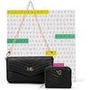 MARINA GALANTI, Set Pochette Nera Donna con Catena Oro e Portamonete Abbinato, Elegante Trapuntatura, Ideale come Regalo Donna, in Cofanetto Regalo
