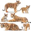 TOYMANY Set di 6 Figure di Tigri con Ragazzi Tigre, Figure di Animali della Giungla, Figure Giocattolo, Set Familiare con Set di Gioco di Tigri Baby, Ornamenti per Topper di Torta