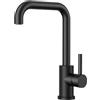 FORIOUS Rubinetto Lavello Cucina Nero, Miscelatore Cucina Girevole a 360°, Forma di L Monocomando Acciaio Inox con 1 Foro