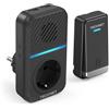 TECKNET Campanello senza fili, 400 m, campanello per porta senza fili, autoalimentato, IP65, impermeabile, campanello elettronico, kit campanello con prese USB esterne e luce LED, 60 melodie, 5