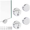 Yoaeyok 4 pezzi Ganci per Specchio a Muro, Appendi Specchio Clip per Specchio Supporto Vetro Clip in Lega di Zinco Kit di Fissaggio a Parete per Specchio e Vetro Spessi 5 mm, con Tasselli e Viti