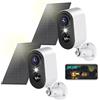PESAIR 2K Telecamera Wi-Fi Esterno Senza Fili - Videocamera Sorveglianza Interno Wifi Batteria con Pannello Solare, Visione Notturna a Colori, Rilevazione di Movimento PIR, Audio a 2 Vie, IP66, 2 Pack
