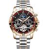 DAXIAOYU Orologio da polso da uomo, alla moda, con tourbillon, orologio meccanico da uomo, cinturino in acciaio inox, fasi lunari, orologi automatici impermeabili e luminosi, Rosso