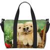 EdWal Borsa da viaggio con stampa di cucciolo di Golden Retriever, borsone da viaggio, borsa per oggetti personali, per viaggi, palestra, sport, weekender, Nero , Taglia unica