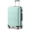 KONO Valigia media, 61 cm, leggera, in ABS, rigida, trolley da viaggio, con serratura TSA e 4 ruote girevoli (61 cm, verde menta), Verde menta, valigie