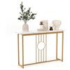 COSTWAY Tavolo Consolle 120CM, Tavolo Moderno con Piano Effetto Marmo, Struttura in Metallo Robusto e Piedini Regolabili, Tavolino da Divano per Soggiorno, Corridoio e Ingresso