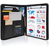 GraduationMall Cartella Portadocumenti con Cerniera,A4 Organizer per Documenti con Porta Tablet Ipad, Telefono e Biglietti da Visita,Portablocchi in PU Pelle Nero
