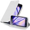 Cadorabo Custodia Libro per Samsung Galaxy J1 2016 in CLASSY ARGENTO - con Vani di Carte, Funzione Stand e Chiusura Magnetica - Portafoglio Cover Case Wallet Book Etui Protezione
