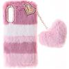 SNCLET Fluffy Fur Plush Case per Samsung Galaxy A05s Custodia Peluche Faux Pelliccia Pelosa e Morbida LOVE Peluche Pom Pom Luccichio Diamante TPU Anti-drop Pretettiva Cover per Samsung A05s,Collage Rosa